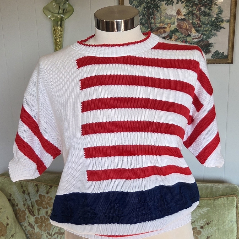 🪨 Cristin Stevens Striped Sweater in Red, White, and Navy